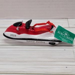 Kirt Adler KSA INC 2023 Summer Sledder Red White Christmas Ornament